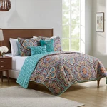 Vcny Home Yara Medallion 5 Piece Reversible Quilt Set, King, Aqua T4103476. Fixed Price $78.55.
