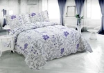 Printed Stitching Ultra Soft Bedspread Coverlet Quilt Set, Modern Purple Floral. Fixed Price $71.99.