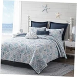 Wonderful Juego Edred Costero Algod N, Tama Colcha King Blue Beach. Fixed Price $117.93.