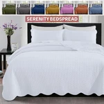 Hotel Quality Quilted Bedspread 3 Piece Reversible Soft Coverlet Queen King Set. Fixed Price $28.95.