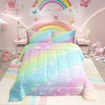 Rainbow Bedding Set Twin Tie Dye Pastel Comforter Star Glitter Girl Decor. Fixed Price $51.09.