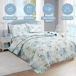 3-PIECE Coastal Beach Bedspread Set Full/queen Quilt Blue Ocean Theme Bed.... Fixed Price $51.25.