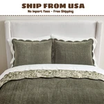 Pottery Barn Velvet Scalloped Edge Reversible Quilt Stormy Blue/ Loden/bronze. Fixed Price $154.99.