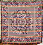 Colorful Vintage 1870'S Center Medallion Antique Jacquard Double Weave Coverlet!. Fixed Price $575.00.