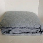 Pottery Barn Belgian Flax Linen Diamond Quilt Blanket Bed Cover F/q Chambray. Fixed Price $223.99.