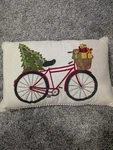 Christmas Embroidery Sequins Pillow 15 X11 Holiday Decor Green Velvet 20X14. Fixed Price $24.00.