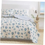 Coastal Quilt Set 3-PIECE Size Nautical Blue Shells. Fixed Price $70.18.