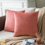 Set 2 Salmon Pink Colored Solid Velvet Throw Pillow Covers, Cozy Soft Acce.... Fixed Price $26.37.