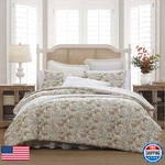 Laura Ashley - Queen Comforter Set Reversible Cotton Bedding Matching Shams. Fixed Price $156.32.