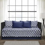 Navy And White Edward Trellis Patterned Daybed Cover Set Includes Skirt Pill. Fixed Price $73.56.