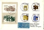 F1 East Germany, Ddr 1985 Air Mail Cover To U S: Scott Cat. #'s 2456-60. Fixed Price $6.00.