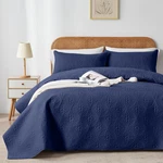 Full/queen Quilt Set Navy Blue, Microfiber Lightweight Bedspreads, Ultrasonic Em. Fixed Price $52.99.