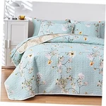 Joyreap California KING(102"X114", QUILT+2 Pillow Shams) Floral Aqua. Fixed Price $60.82.