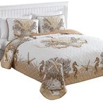 Collections Etc Tropical Beach Delight 3-PIECE Quilt Set, Sand, King. Fixed Price $59.99.