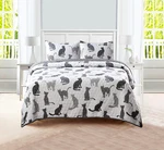 New! Sleeping Partners Kitty Cat Quilt Set 3 Piece Full Queen Size Gray Pom. Fixed Price $97.77.