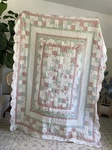 Vintage Jc Penney Home Quilt 64X80 Floral Patchwork Cottage Farmhouse Pink Green. Fixed Price $150.00.