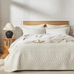 King/cal Quilt Set, Boho Style Solid Color, Cream Lightweight Microfib. Fixed Price $67.99.