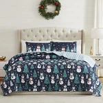 Quilt Set, Super Soft Bedding With Matching Shams, Holiday Room Decor (snowman. Fixed Price $84.16.
