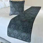 Decorative Gray Suede Twin Bed Runner, Victorian & Bead Embroidery - Beatrice. Fixed Price $149.65.