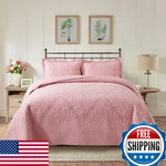 Newlake Quilt Bedspread Set Pink Jacquard Embossed Floral Pattern Reversible. Fixed Price $109.05.