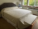 Lamont Limited Sage Green White Reversible W/ Fringe Queen Bedspread #414. Fixed Price $49.99.