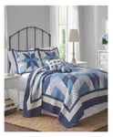 Nostalgia Queen Quilt W/shams Nathan Blue 3PC Country Star Diamond Stitch Chic. Fixed Price $79.37.