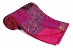 Silk Patola Patchwork Indian Handmade Queen Cotton Kantha Quilt Throw Bedspread. Fixed Price $91.68.