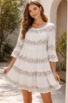 Vivi By Violet Weekend White 3/4 Flared Sleeve Floral Short Dress Women Pullo. Fixed Price $10.00.