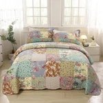 Vctops Boho Patchwork Cotton Quilted Bedspread Set Queen Size 3 Pieces. Fixed Price $132.74.