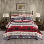 Ycosy Lodge Bear Quilt Set Size Cabin Rustic Full/queen, Burgundy. Fixed Price $53.31.