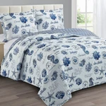 Sea Shells Design Bedspread Coverlet Set Reversible Quilt. Fixed Price $80.00.