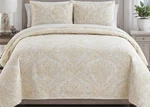 Nicole Miller Home 100% Cotton 3-PIECE Quilt Sham Set F/q Yellow Damask Nip. Fixed Price $79.99.