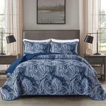Djy Navy Paisley Quilt Set Calif. King - Boho Bedspread Coverlet 3PC Soft. Fixed Price $86.76.