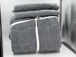 New Pottery Barn Cozy Cloud Quilt Steel Blue, Cut Tags + 1 King/ 2 Shams. Fixed Price $299.00.