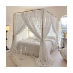 Elegant Lace Princess 4 Corner Post Mosquito Net Romantic For Girls Women Bed.... Fixed Price $162.53.