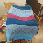 Pottery Barn Kids Quilt Cotton Block Stripe Navy Blue/red Twin Size Reversible. Fixed Price $75.00.