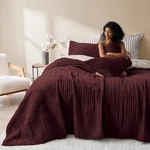 Wonderful Velvet Quilt Set, Size Soft Fluff King, A-burgundy. Fixed Price $124.77.