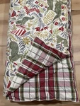 Pottery Barn Llew Deer Comforter King Green Red Bird Plaid Holiday Reversible. Fixed Price $125.00.
