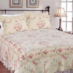 New! Cozy Romantic Pink Rose Red Green Blue Ivory White Victorian Quilt Set. Fixed Price $158.32.