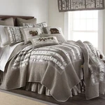 Donna Sharp Birch Forest *king* Quilt & Pillow Cotton Bedding Lodge Tan White. Fixed Price $210.00.