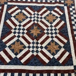 Vtg Americana Country Star Quilt Wall Table Square Patriotic Hand Made Usa 41X41. Fixed Price $59.00.