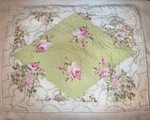 Floral Rose Pink Green White 100% Cotton Quilted Standard Pillow Sham 2 Tie Back. Fixed Price $14.99.
