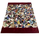 Antique Victorian Crazy Quilt Hand Embroidered Silk Velvet Patchwork Damaged. Fixed Price $500.00.
