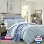 Laura Ashley - Queen Duvet Cover Set Reversible Cotton Bedding Matching Shams. Fixed Price $105.01.