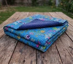 Indian Handmade Blue Paradise Printed Cotton Kantha Quilt Blanket Throw. Fixed Price $89.96.