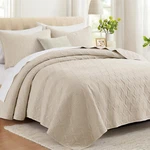 Beige California King Quilt Set - Soft Lightweight Bedding, 3 Piece. Fixed Price $66.99.