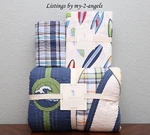 Pottery Barn Kids North Shore F/q Quilt+sham+sheet Set Tropical Beach Surfboard. Fixed Price $449.95.