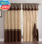 Fancy Collection Embroidery Curtain Set Drapes With Backing & Valance (brown, 55. Fixed Price $23.87.