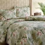 Twin Full Queen King Bed Tropical Green Orchids 3 Pc Cotton Quilt Set Coverlet. Fixed Price $161.90.