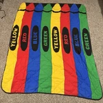 Vtg Crayola Crayon Box Shaped Twin Comforter Rare - 82"X62. Fixed Price $73.81.
